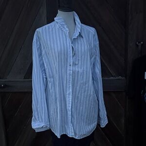 Universal Thread White and  Light Blue Striped Button Down Shirt XXL